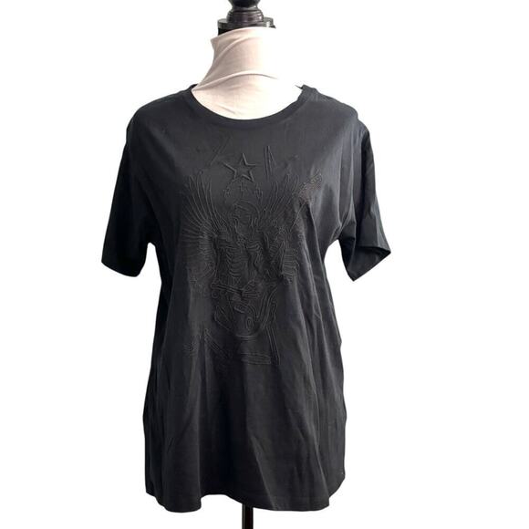 Zadig & Voltaire Short Sleeve Embroidered Skeleton Tee Black Size Large - Picture 2 of 9